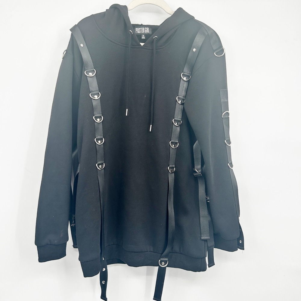 Poster Grl x Dolls Kill Womens E-Girl Came To Slay Harness‎ Punk Goth Hoodie M